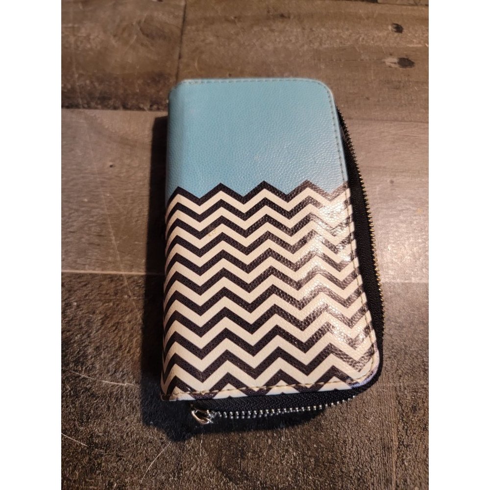 Phone wallet case‎ blue zig zag